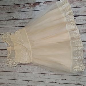 Girls Cream Colored Tulle and Lace Dress